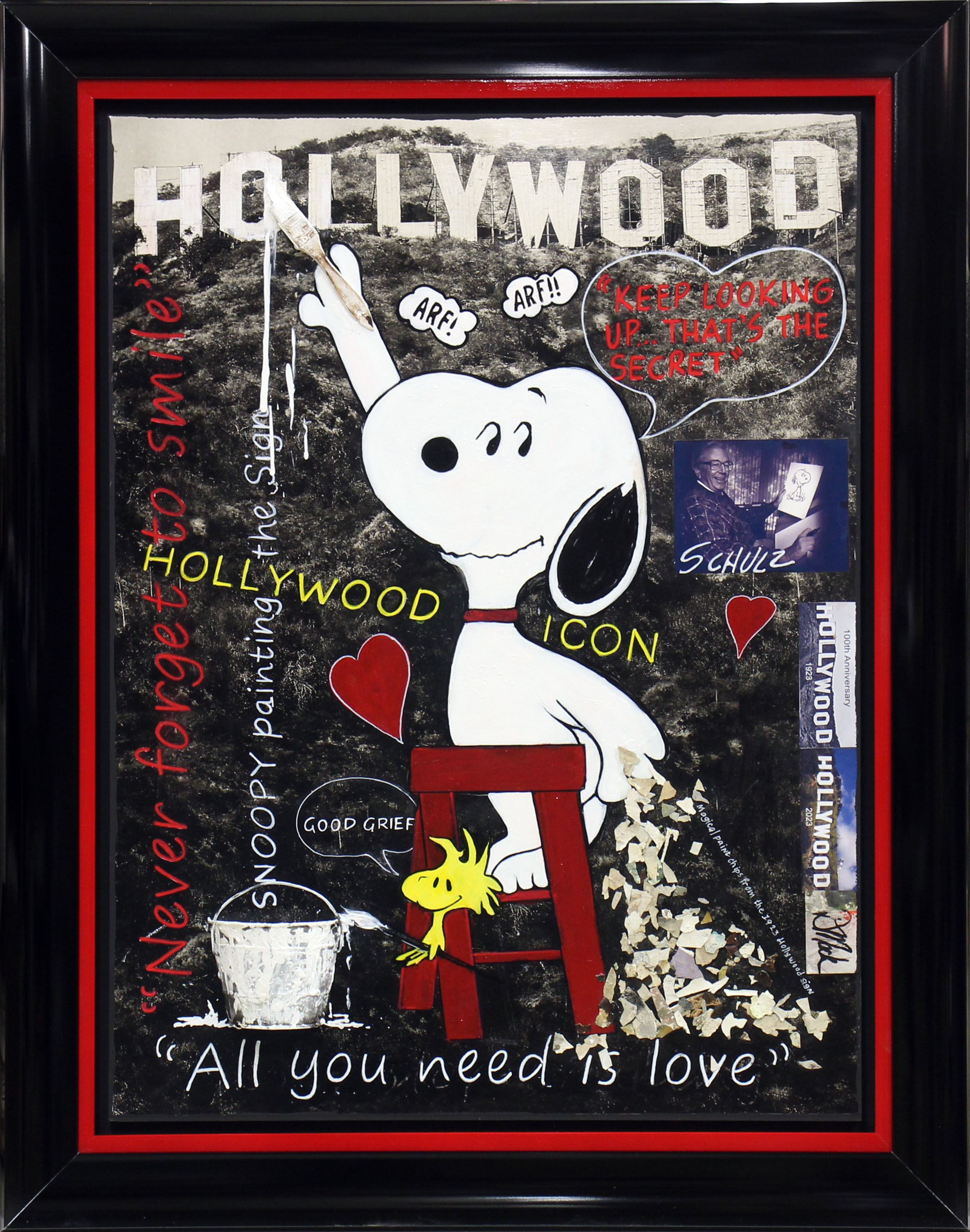 Deb Mack Snoopy Hollywood Sign (Original) (Framed)